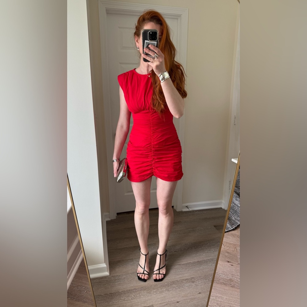 ZARA 100% cotton Red Mini Dress- size M- excellent condition - Picture 8 of 10